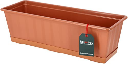 KOTARBAU® Blumenkasten mit Schalle Terrakotta 50 x 18 x 15 cm Pflanzkasten