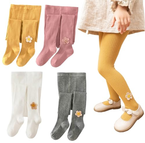 Silkglory Leggings Ragazze 2 Pezzi, Leggings Sportivi Pantaloni per Bambini da Balletto, Abbinati alla del Girasole, Bianco/Grigio, 8-9 Anni