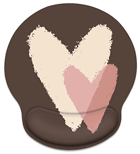 Britimes Ergonomisches Mauspad mit Handgelenkstütze, braunes Herzmuster, rutschfeste Gummiunterseite, Mauspad für Zuhause, Büro, Gaming, Computer, Laptop, einfaches Tippen und Schmerzlinderung