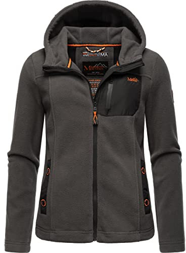 MARIKOO Damen Fleecejacke warm mit Kapuze Mount Iwaki Anthracite Gr. M