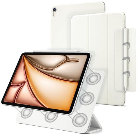 Dwopar Slim Smart Folio Case for iPad Air 6/5/4, Auto Sleep/Wake, 10.9 Inch, White, Modern, Productivity, Entertainment, Education