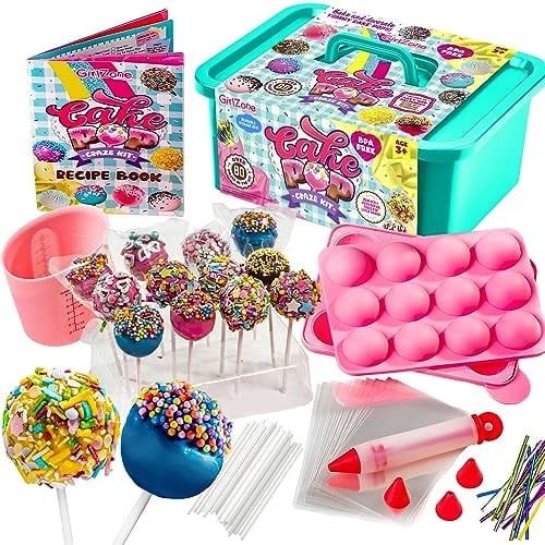 GirlZone Kit para Hacer Cake Pops Craze para Niñ@s Set de 80 Divertidas Piezas para Hornear con Deliciosas Recetas y muchos Accesorios Regalos Cumpleaños Navidad Ideal para Niños