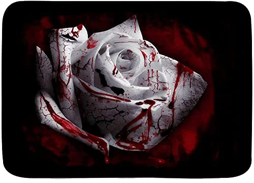 Zerbino Rose Insanguinate Rosa Bianca 40X60Cm Zerbino di Benvenuto Lavabile Antisporco Zerbino Ingresso Esterno per Interno Terrazzo