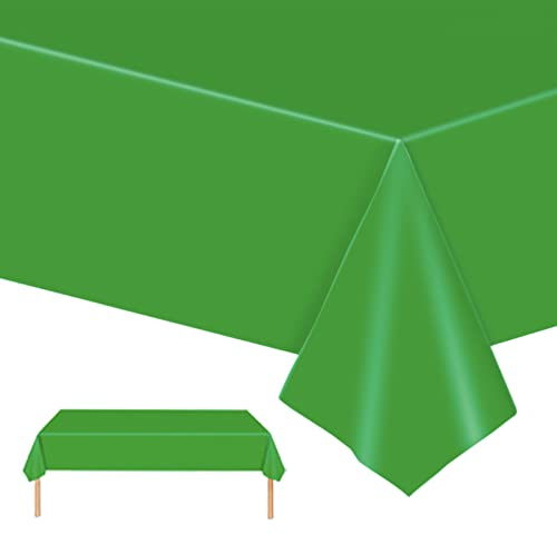 POPOYU Grüne Einweg Tischdecken 137x274cm Kunststoff Rechteck Tischdecken,wasserdichte Kunststoff-Tischdecken für Tische im Indoor und Outdoor Partys,Geburtstage, Hochzeiten,Haushalt Partyzubehör