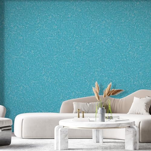 Belka B36 Glänzende Blaue Tapete - Reine Baumwolle & mineralischer Glimmerstein - Selbstklebend - Wärme- & Schalldämmend - Modern & Stilvoll, DIY Öko & Natürlich | ca. 3 qm (m²)