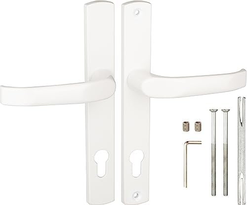 Gamar Türgriffe 92 mm Weiß – Aluminium Türgriff Gartentor - Universal Drückergarnitur Gartentor – Solid Türklinken Set – Profilzylinder Türklinke - Türdrückergarnitur - Drückerpaar