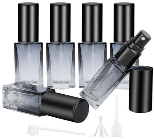 6 Atomizadores de Perfume de 5 ml, Degradado Azul, Portátiles, Rellenables, Frascos de Cristal Con Embudo, Pulverizador Para Aceites Esenciales, Farmacéutico