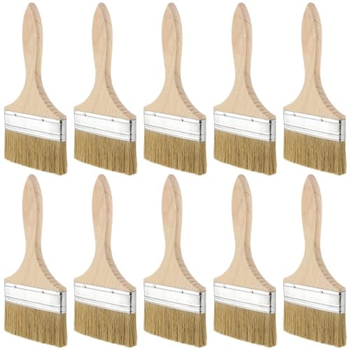 ZOENHOU 10 Stück 100mm Breite Malerpinsel Lasurpinsel Lackpinsel Flachpinsel Pinselset Maler Lasurpinsel mit Holzgriff für DIY Wandmalerei Möbelmalerei Lacke Lasuren Öle Wand