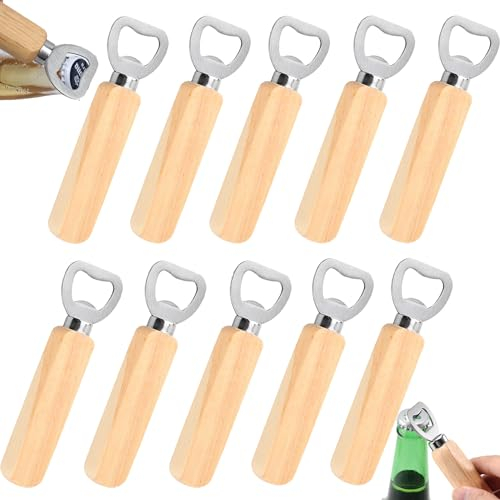 10 Pièces Décapsuleur en Bois, Ouvre-Bouteille à Bière, Ouvre-Bouteille en Bois, Ouvre-Bouteille Portable pour Boissons, Décapsuleur DIY, Ouvre-Bouteille, pour la Maison, le Bar et l'Extérieur