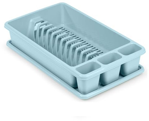 CABLEPELADO Escurreplato de plastico Mediano - 2 modulos - Bandeja Anti-Goteo - Resistente PP5 - Gran Capacidad - Ligero -Disponible - Color Azul Claro