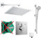 vanvilla Duschsystem mit Unterputz Duscharmatur von Hansgrohe Duo Turn E und vanvilla Regendusche mit Armatur, Duschkopf eckig, Dusch-SET HG211-ob poliert