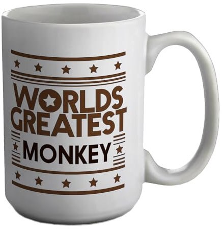 Shopagift Worlds Greatest Monkey Mug Wildlife Safari Zoo White 15oz Large Ceramic Cup