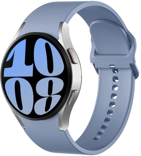 Mastten Kompatibel mit Samsung Galaxy Watch 7 6 5 4 FE Armband 40mm 44mm, Weiches Silikon Armband für Galaxy Watch 6 Classic / 4 Classic / 5 Pro, Keine Lücke Sport Band für Damen Herren, Blau Grau