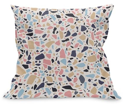 ABAKUHAUS Abstrakt Kissenbezug, Bunte Mosaik Wie Pebble Formen und Gestalten Wiederholung Terrazzo Stil, Kissenhülle mit Reißverschluss Beidseitiger Druck, 65 x 40 cm, Perlen und Mehrfarbig