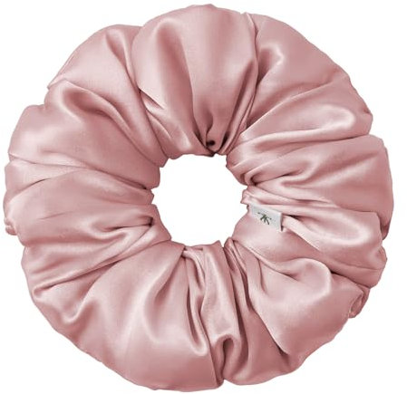 LILYSILK Damen 100% Maulbeerseide Jumbo Haargummi Frauen reine Seide gefüllter Riesen-Pferdeschwanzhalter überdimensioniertes elastisches Haarband große XL Haarschleife von Haarbruch,Rosa