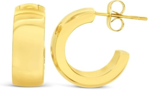 ARS-ARGENTI Creolen Ohrringe Damen Mädchen Sterling Silber 925 Gold 18K - hypoallergen (Klassisch breite Creolen BRITNEY Edelstahl 18K vergoldet 17x1mm)