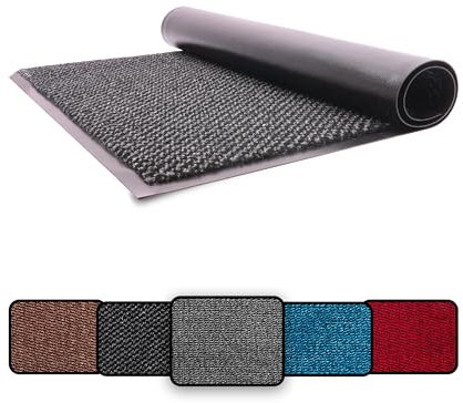 LOIBUYZ Washable Door Mats Indoor & Outdoor - Non-Slippery Heavy Duty - Barrier Mat Stylish & Large Rubber - Perfect Dust Grabbing Doormats Front Door Hall Kitchen (Grey, 80cm x 180cm)