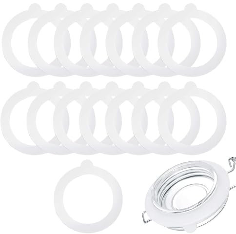JCUGSBS 15 Pièces Silicone Bague d'Étanchéité, Anneaux De Pot Réutilisables D'Étanchéité Anti-Fuite Joint, pour Le Stockage, Le Verre, ScellÉ, La Mise en Conserve(Transparent)