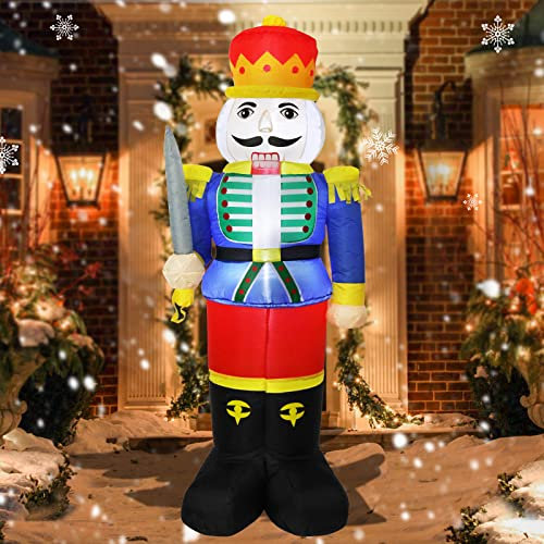 Risenor 6.2 FT Height Christmas Inflatable Nutcracker Outdoor Decorations, Inflatables Nutcracker Blow up Yard Decor with Built-in LED Lights for Holiday Party Lawn Garden Outdoor Christmas Ormanent
