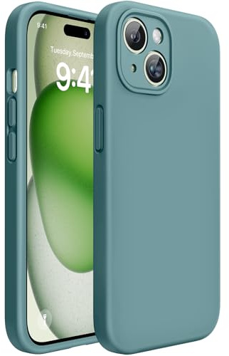 Miracase for iPhone 15 Case,Full-body Drop Protection with Lens Protection | Enhanced Each Lens Protection, Anti-Slip, Silky-Soft Touch, Shockproof Silicone Phone Case for iPhone 15, 6.1“, Light Green