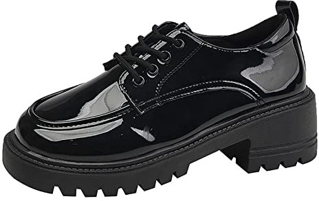 Generico Stivali Gomma Pescatore Stivali Per Pioggia Donne per tempo libero in pelle artificiale tinta unita autunno suola spessa tacchi quadrati stringati Lavoro Giardiniere Donna Galosce (Black, 39)