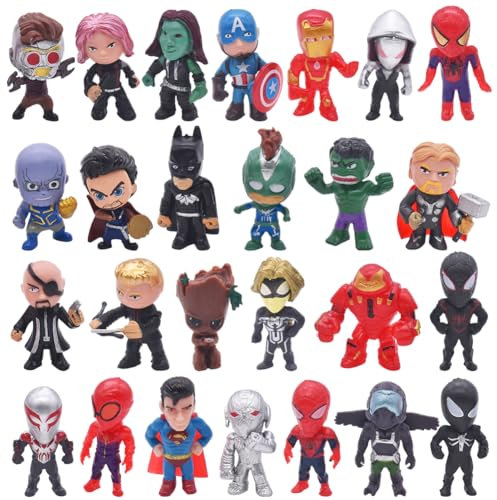 AUMXXJM Avengers Action Figures, 26PCS Multicolor Superhero Anime Miniature Figures, Cake Decoration, Parties, Picnics, Baby Showers, Themed Weddings