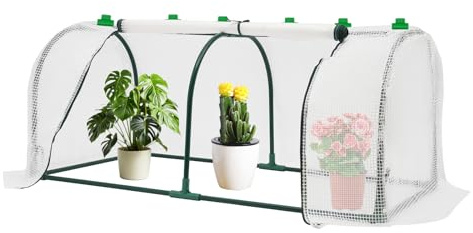 Susoso Tunnel pour plantes, cadre de serre avec clips et connecteurs - Protection des plantes - Installation facile pour les jardins - 120 x 60 x 50 cm - Vert et blanc