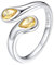Bestyle Silberring Damen 925 Silber Verstellbare Ringe mit Geburtsstein Gelber Topas Zirkonia Teardrop Fidget Ring