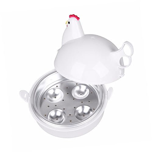Garneck Eierkocher Für Mikrowelle – Elektrischer Eierkocher in Huhn-Form Für 4 Eier – Praktischer Mikrowellen Und Steamer Für Die Küche
