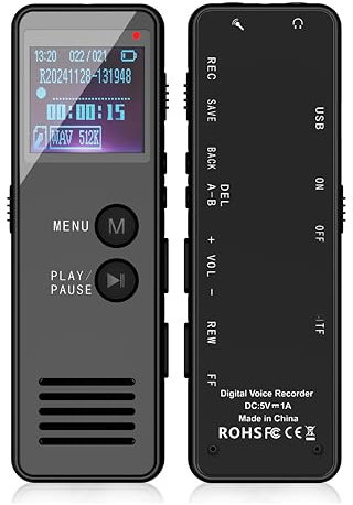 64GB Digitales Diktiergerät mit Sprachsteuerung – Mini Audio Recorder, Aufnahmegerät mit Wiedergabe, HiFi Digitales Diktiergerät mit MP3/WAV, Voice Recorder für Vorlesungen, Meeting Passwortschutz