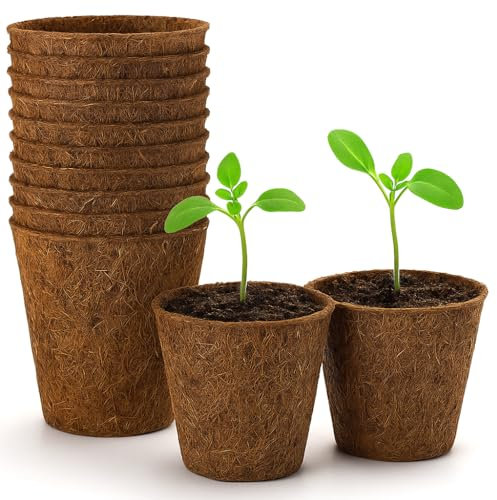 GardenersDream Biodegradable Coir Plant Pots Eco-Friendly Coconut Fibre for Seedlings, Cuttings (25, 14cm)