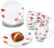 MamboCat Marie 12tlg Frühstücksset I Porzellan-Geschirr mit Blumenwiese-Dekor für 6 Personen I Je 6x Teller & Becher 320ml für Frühstücks- & Kaffeezeit