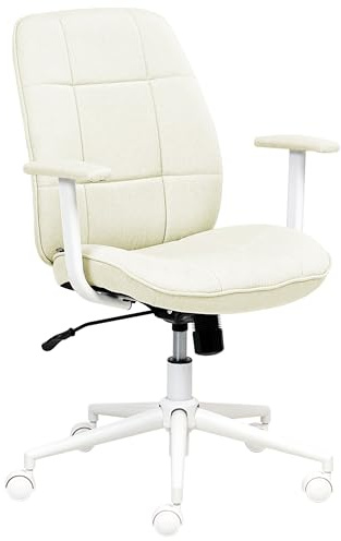 Beliani Traditional Modern Office Chair Fabric Swivel Adjustable with Armrests Mint Green Carlton