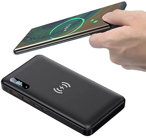 Power Bank Wireless 50000Mah PD 65W/15W Caricabatterie Portatile QC3.0/QC4.0/SCP Ricarica Rapida con 2 Ingressi e 3 Uscite (Qi e USB C) Batteria Esterna per Telefoni e Altro