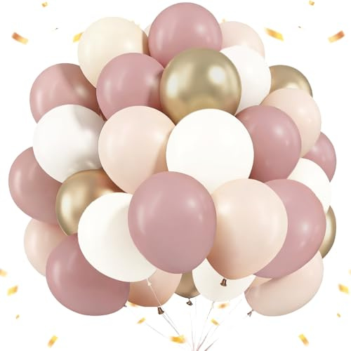 Palloncini Rosa, CIYIN 60 Pezzi Palloncini Retro Rosa Sabbia Bianca, per Festa di Compleanno Matrimonio, Carnevale, Anniversario Decorazioni Baby Shower