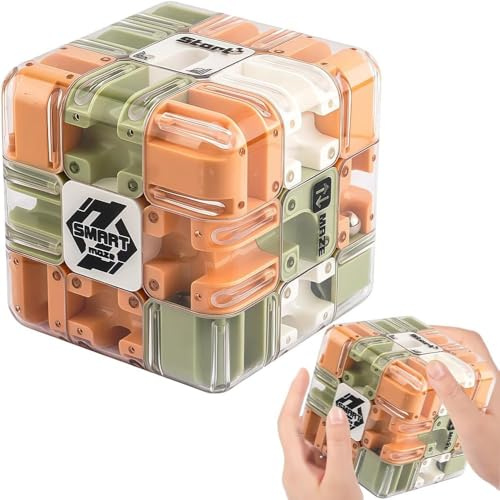 3D Labyrinth Würfel, Labyrinth Kugel Spiel mit Drehfunktion, Gedächtnistraining Würfel für Konzentration und Logik, Robustes Design für Unterwegs und zu Hause, 360° Drehmechanik für Rätselspaß