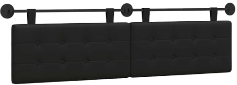 vidaXL Hängendes Kopfteil Schwarz Kunstleder, Modernes rechteckiges Wandkopfteil, Flexible Rückenlehne, stylische Schlafzimmer-Deko, platzsparendes Design