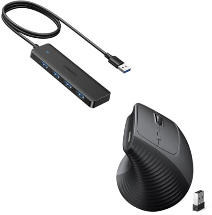 UGREEN USB HUB with 100CM Cable & UGREEN Bluetooth &USB Ergonomic Mouse