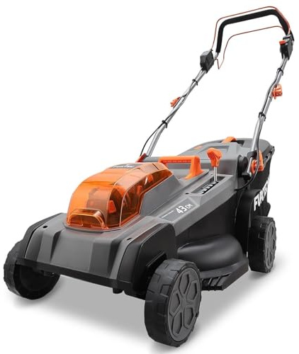 FUXTEC Tondeuse à Gazon Batterie 40V FX-E2RM43PROSET avec Traction | Largeur de Coupe 46 cm | 2 Batteries 5Ah + Chargeur Rapide | Fonction Mulching | Bac de ramassage 50L