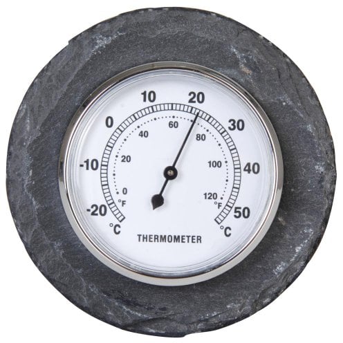Esschert Design Schiefer Thermometer rund, schwarz, 10 x 4 x 10, LS226