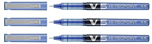 PILOT Hi-Tecpoint V5 Tintenroller, Flüssigtinte, feine Spitze, Blau, 3 Stück
