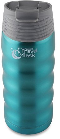 Pioneer Travel Flask, Stainless Steel Vacuum Insulated Double Wall Hot and Cold Drinks Thermo Flask – Hot 8 Hours, Cold 24 Hours, 480ml, Blue