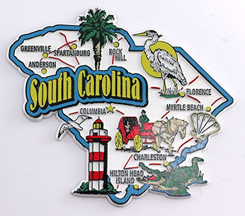 South Carolina State Map and Landmarks Collage Fridge Souvenir Collectible Magnet FMC