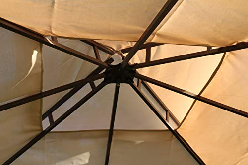 Ersatz-Dachbespannung für einen quadratischen Gartenpavillon mit Einer Seitenlänge von 2,5 m und Blättermuster - Farbe: Beige