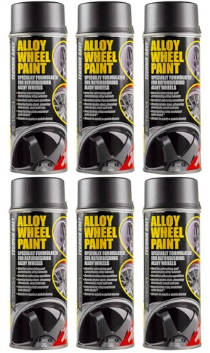 6 x Technik Grey Alloy Wheel Spray Paint 400ml Cans - Chip Resistant