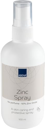 ABENA Zinkspray, 100 ml, 10% Zinkoxid, Parfümfrei, Dermatologisch getestet, Einfache Dosierung, Schnelles einziehen in die Haut und schneller Schutz.