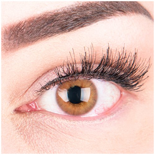 Sehr stark deckende und natürliche braune Kontaktlinsen SILIKON COMFORT NEUHEIT farbig „Rose Brown“ + Behälter von GLAMLENS - 1 Paar (2 Stück) - DIA 14.00 - ohne Stärke 0.00 Dioptrien