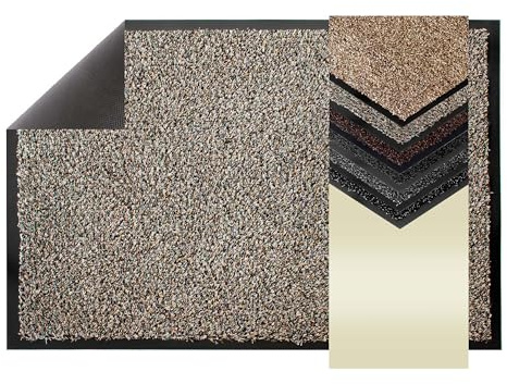 Primaflor Schmutzfangmatte Flexi | 60 x 90 cm | Grau/Beige | Saugfähige Baumwollmatte mit rutschhemmendem Vinyl-Rücken für Eingang, Flur und Türbereich