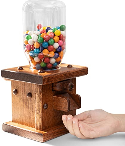 Peaceful Classics Distributeur de bonbons en bois fait main Amish Antique Gumball Machine pour quilles, reeses, Saint-Valentin, ou M&MS Harvest