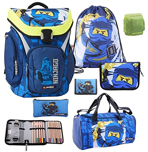 Lego Ninjago Schulranzen-Set Explorer Ranzen 1. Klasse 7 TLG. mit Federmappe blau Ninja Family (7-teilig mit Sporttasche)